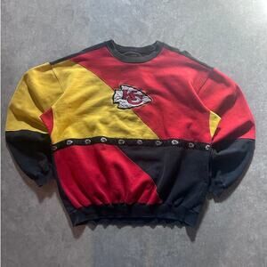 90s Vintage Kansas City Chiefs Color Block Red/Yellow/Black Crewneck Size L
